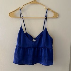 Aritzia blue silky crop top